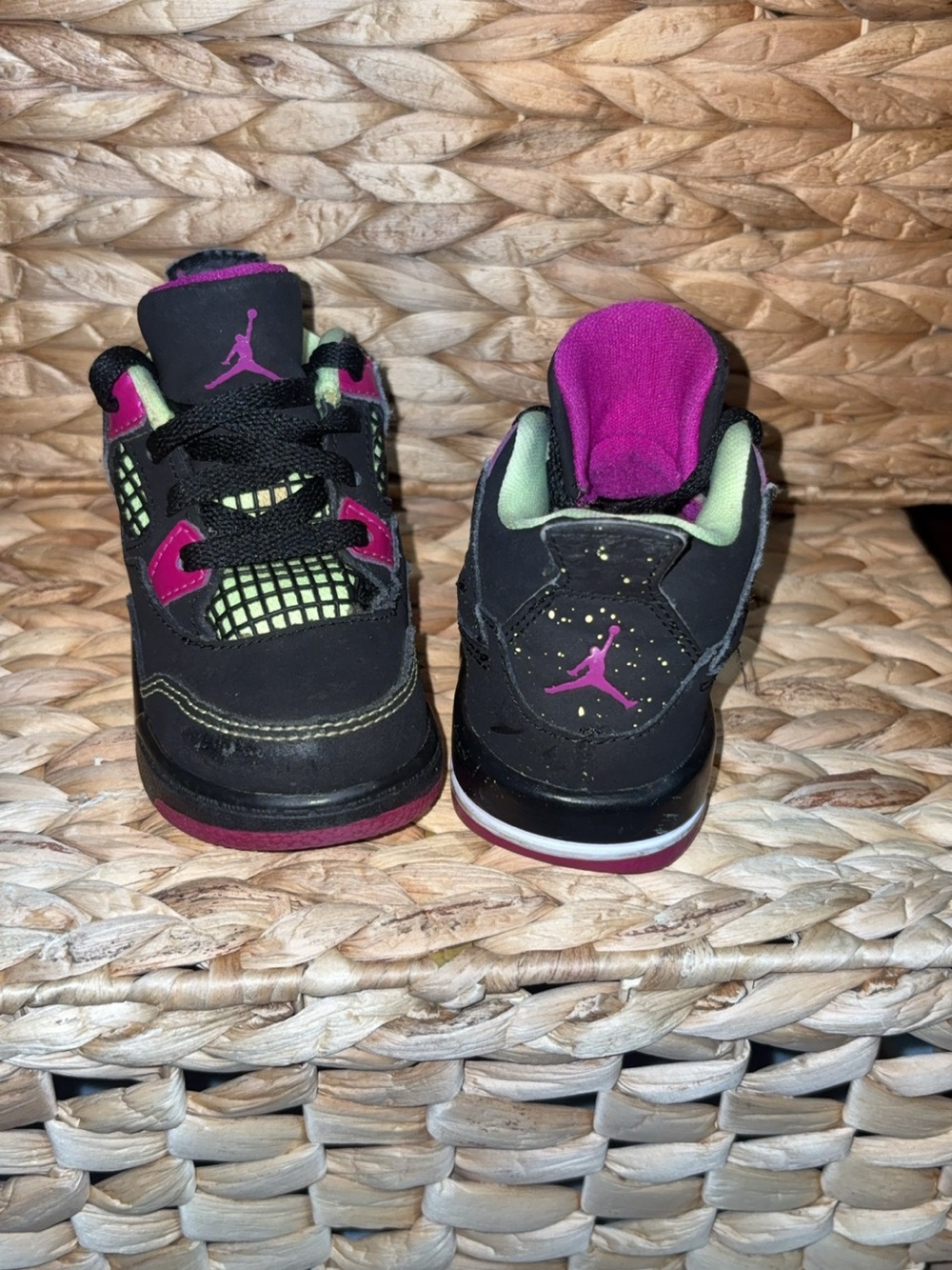 Jordan Kids' Black, Pink & Neon Green Retro